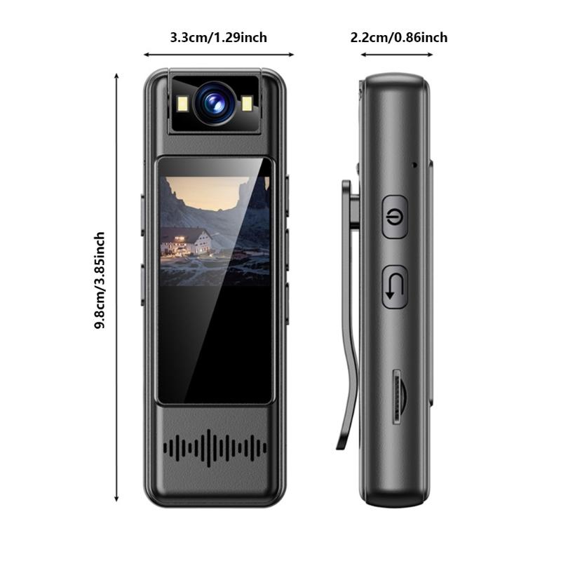 180°Rotating Lens Body Camera 120°Wide Angle 2K Resolution Builts In Display Screen For Evidence Collection Recording