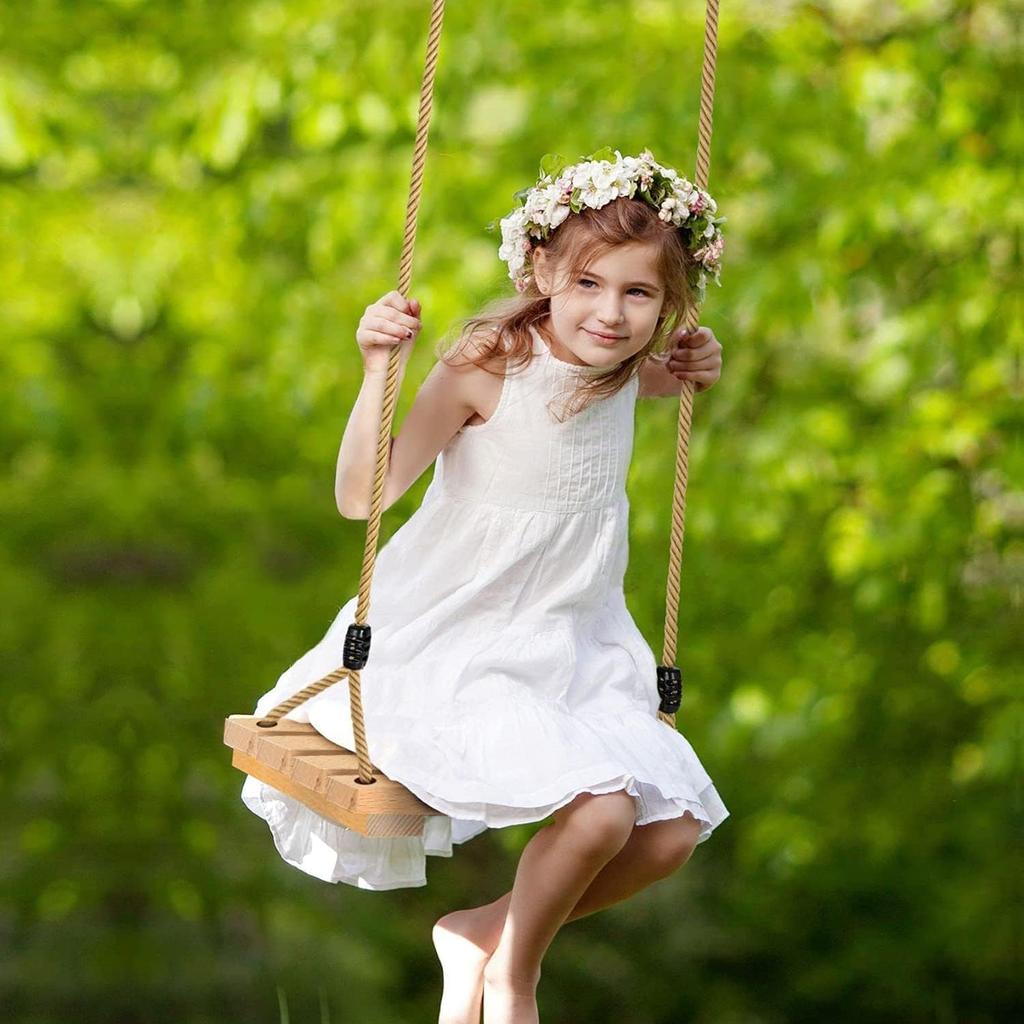 Leweet Wooden Swing Outdoor Swing Adult Outdoor Playground Swing Indoor Hanging Handmade Swing Children Swing Indoor Playground Swing Weight Capacity