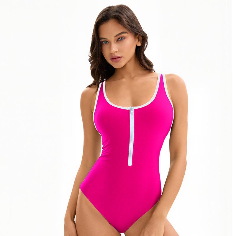 Multicolor Sexy Swimsuit Women's Color Block Backless Triangle Swimsuit