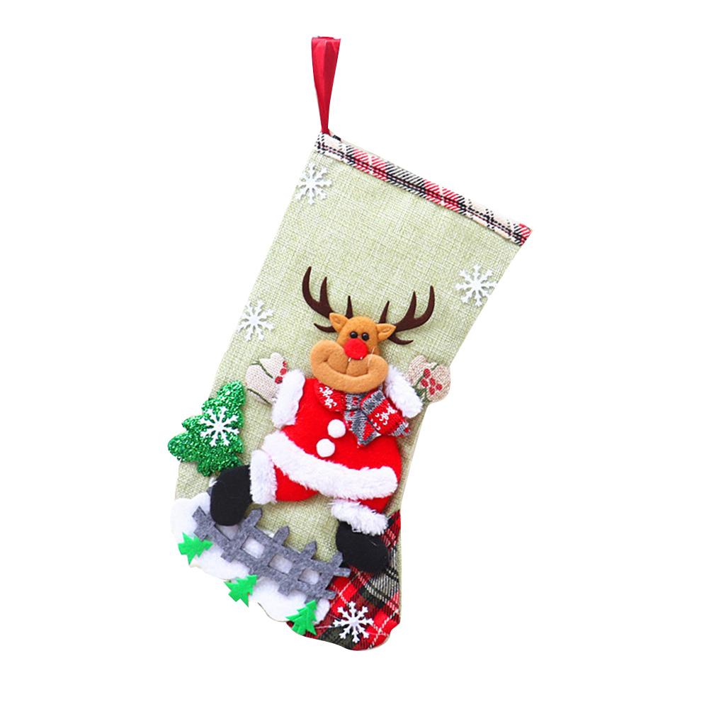 Christmas Stockings Xmas Ornament Christmas Sock 3D Pattern Santa Snowman Bear Hanging Xmas Tree Decoration Candy Gift Bags