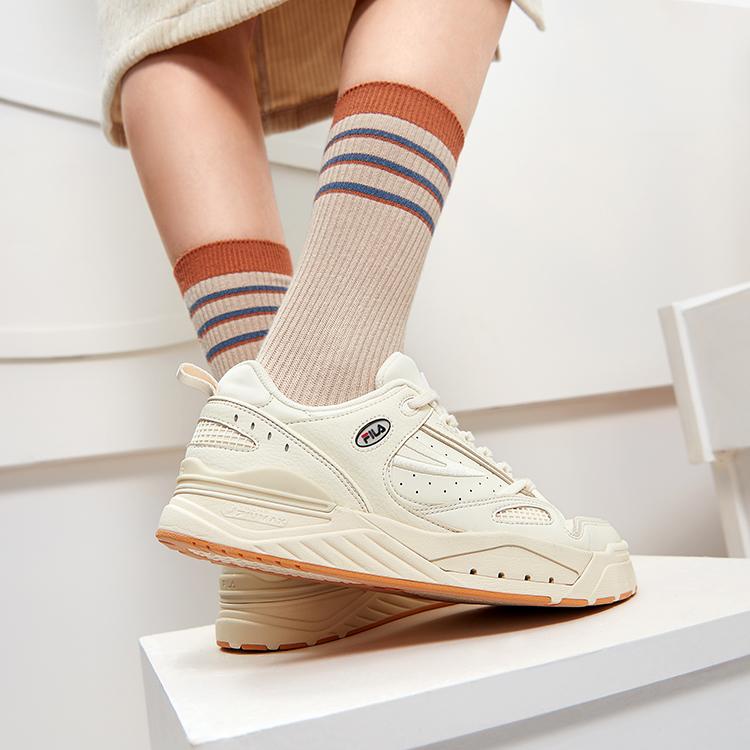 FILA Slam 22 Fabric Synthetic Leather Comfortable Durable Lightweight Low-Top Sneakers Women sneakers Off-White F12W231217FAW