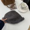 Plush Hat Women's Autumn and Winter Solid Color Suede Bucket Hat Loose Thickened Warm Big Head Circumference Pile Hat Basin Hat