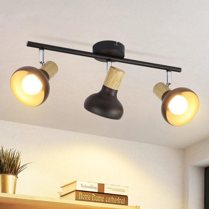 Spot de plafond 3 flammes - NETTLIFE - 3xE14 - Noir - Métal - Orientable 350°