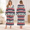 Unisex Long Christmas Print Flannel Bathrobe, Absorbent Quick-Dry Sleep Robe for Men and Women