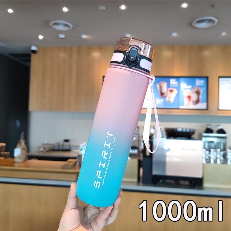 High-Capacity Gradient Sports Water Bottle with Straw - Portable and Durable for Outdoor Use