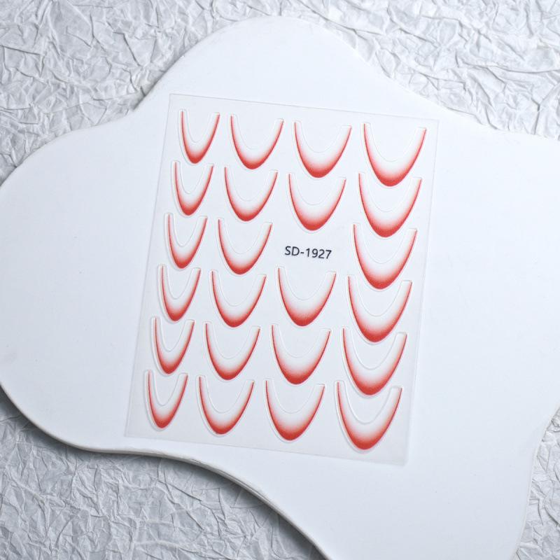 Gradient French Nail Art Stickers - Crescent Smile & Arc Decals