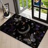 Dark Gothic Butterfly Moon Area Rug Carpet, Non Slip Floor Mat, Black Background Floral Print Washable Doormat Entryway Rug