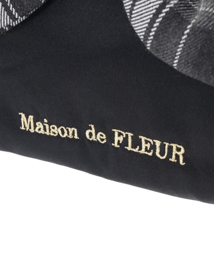 De Apparel Check Ribbon Satin Pouch for Black [Maison Fleur] Women,