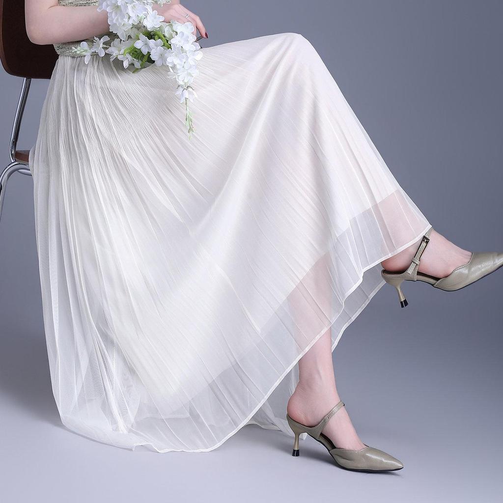 Reversible Pleated Mesh Patchwork Skirt - Spring/Summer 2026 Bean Pleats, Slimming Versatile Style