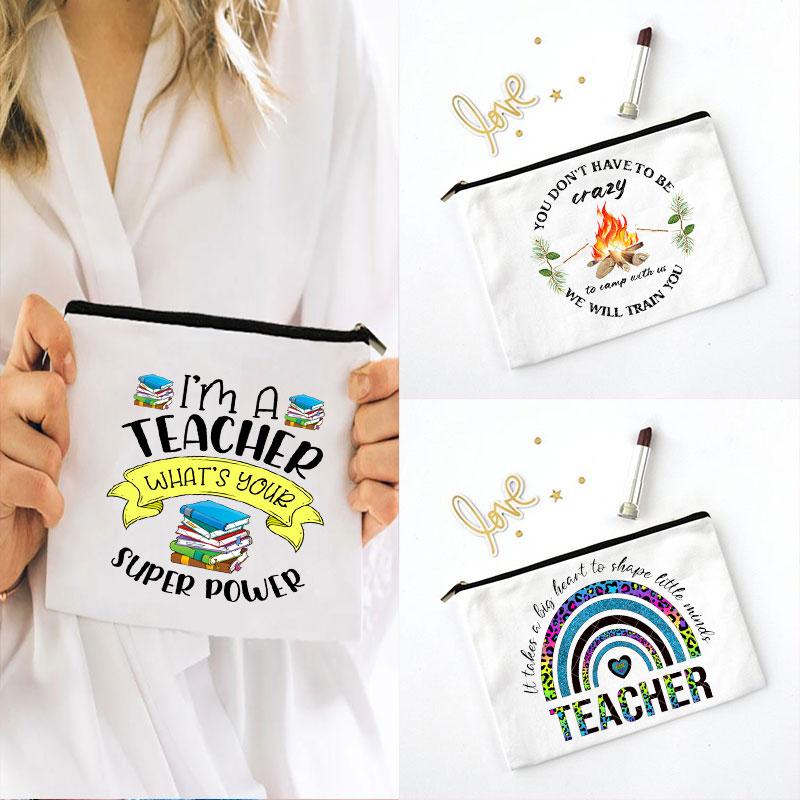 Teacher Pencil Cases School Stationery Supplies Storage Bags Travel Wash Pouch Gifts kawaii Makeup Bag Beat gift for teacher