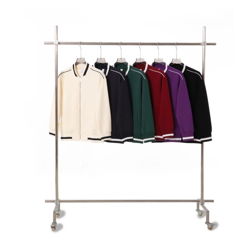 Shoulder Contrasting Line Zipper Jacket Men's and Women's Autumn and Winter Loose Leisure College Style Sweater