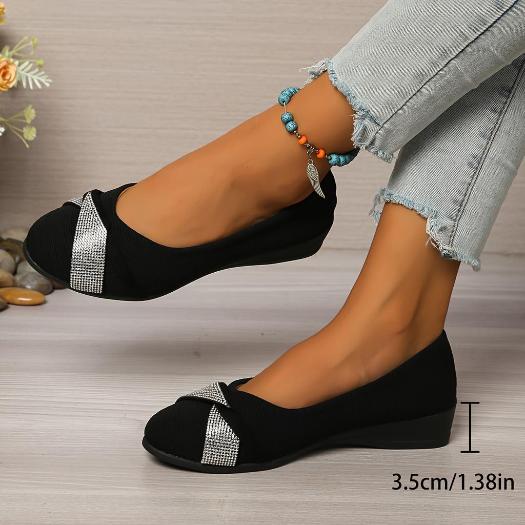 Elegante Damen Mary Jane flache Schuhe, Funkelnder Glitzer, Leicht, Bequem, Handwaschbar, Frühling/Sommer/Herbst/Winter