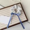 Hair Rope Fluffy Hair Volume Booster Widened Pleated Design Satin Bow Ribbon Hair Tie Pastoral Style Hair Accessory