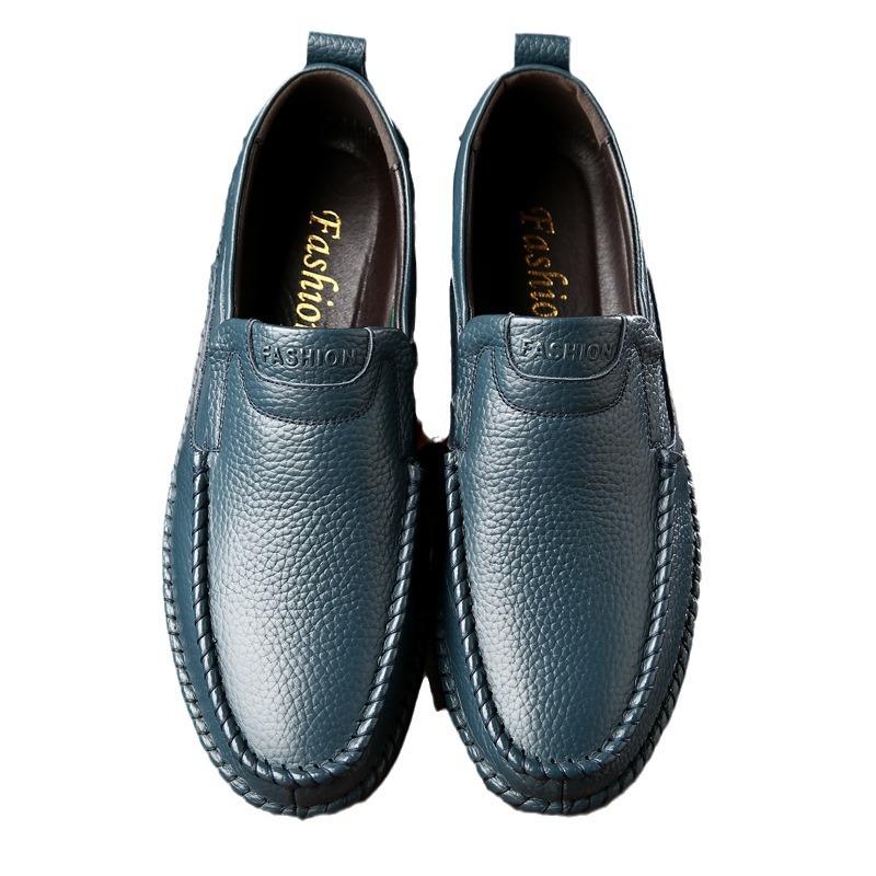 Men's shoes summer new casual leather shoes men's leather first layer cowhide loafers driving beanie shoes cover feet