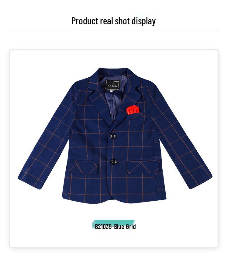 Chłopięcy blezer w kratę plus size - 2023 Dziecięcy garnitur sceniczny