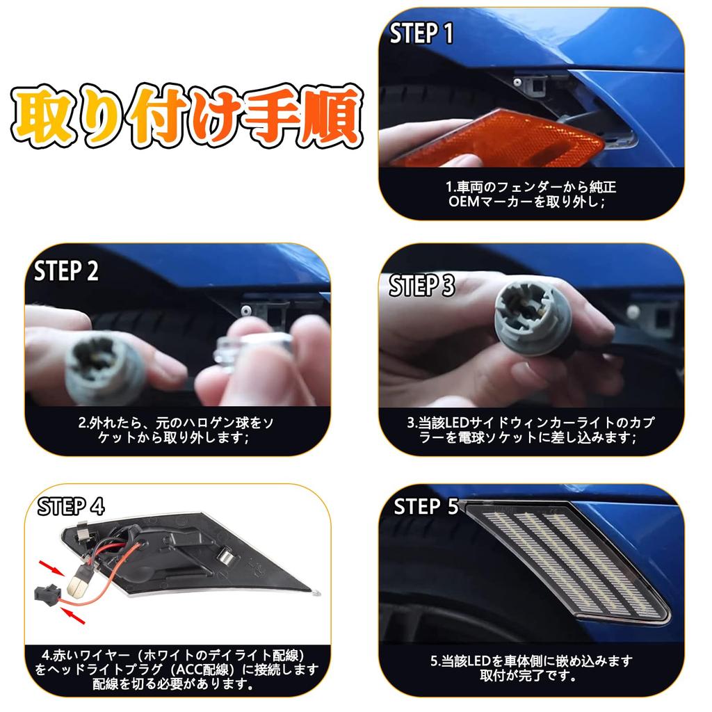 POPMOTORZLED Side Marker Turn Signal Front Side Marker for Scion FR‑S/Subaru BRZ/GT86 2013-2020 Amber