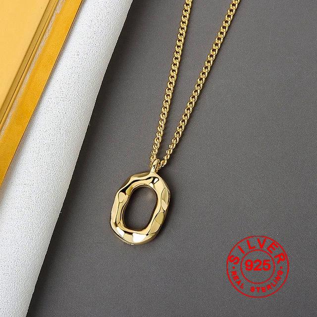 

Silver Elegant round gold color Geometric Pendant Necklace Fine Jewelry For Women Wedding Party Bijoux