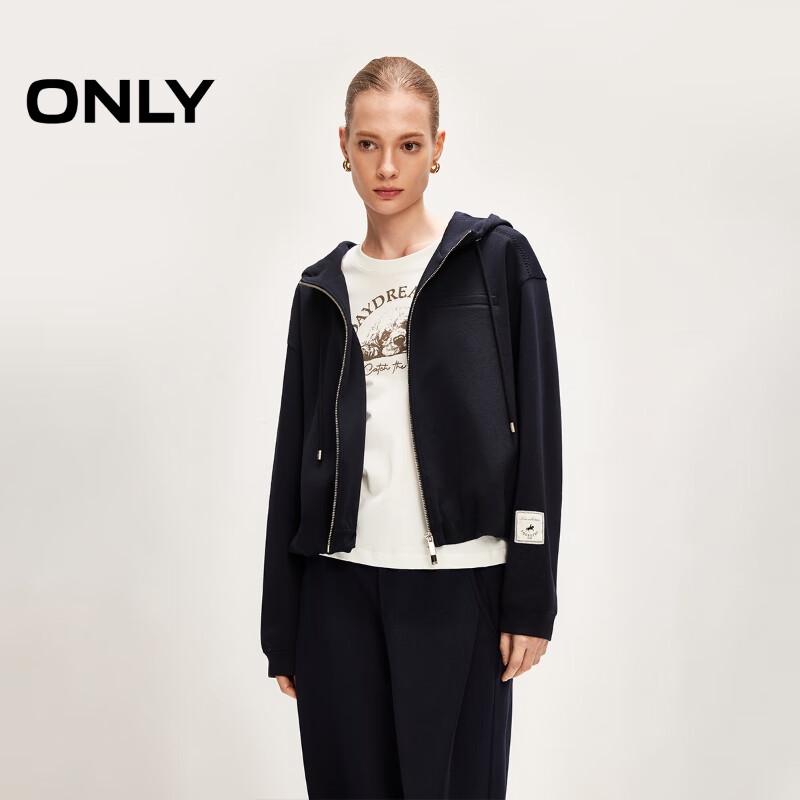 ONLY Women's Loose Dropped Shoulder Double Zip Hooded Sweatshirt