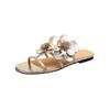 Sheepskin French fairy flower vacation style Roman cool slippers summer wear with skirt flat bottom one-word shoes women's