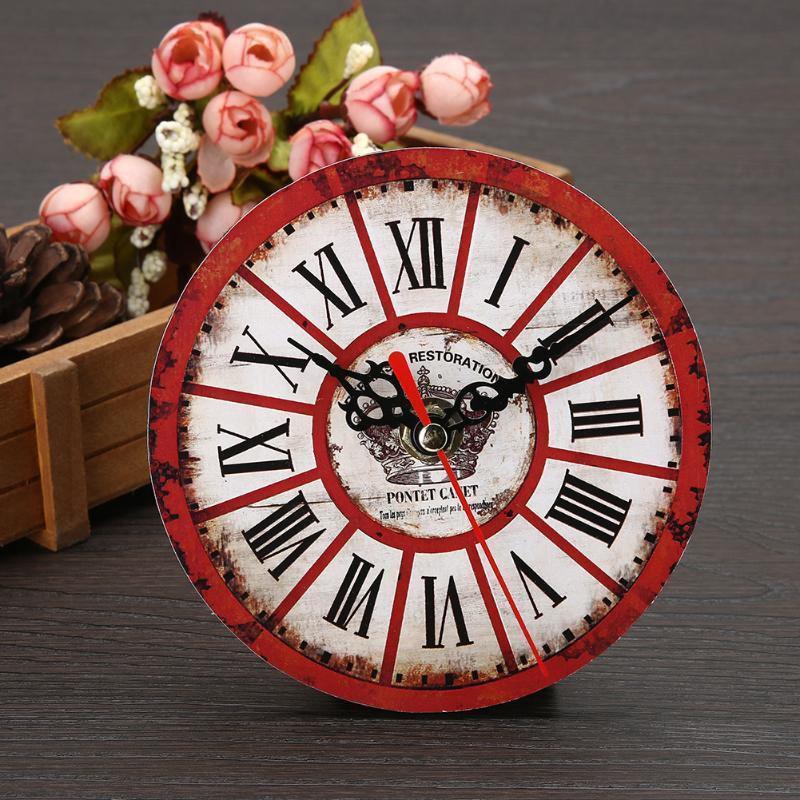 ساعة حائط خشبية مستديرة أنيقة بتصميم كلاسيكي للفواكه والنبيذ والخبز للمنزل والمكتب والبار