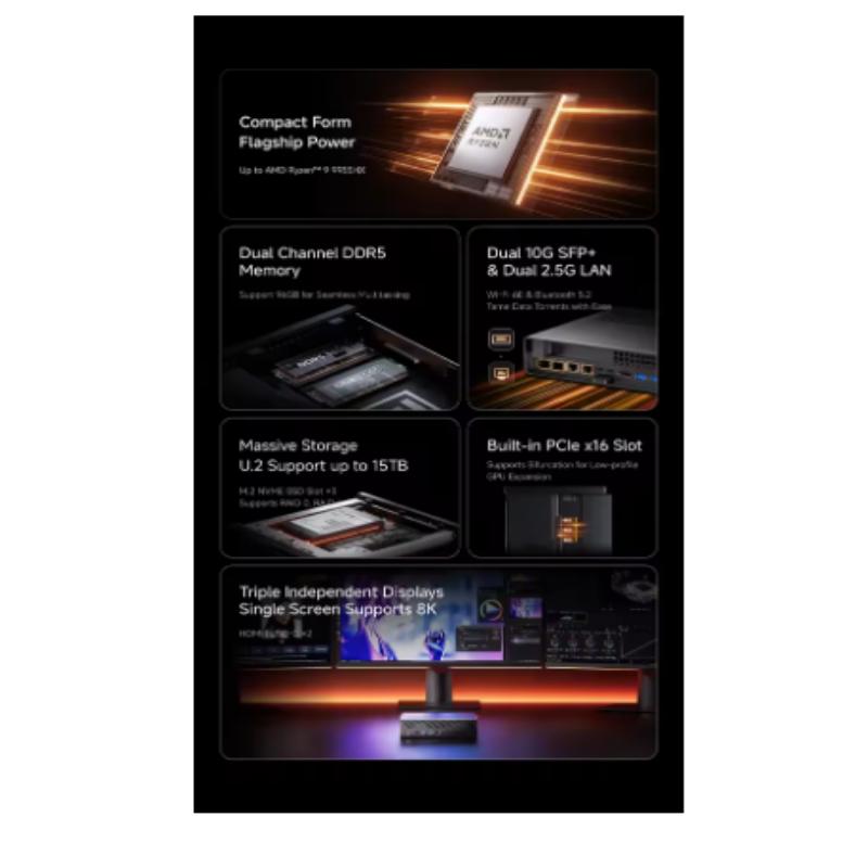 MINISFORUM MS-A2 Mini PC AMD Ryzen 9 9955HX/7940HX Windows 11 DDR5 PCIe SSD WIFI6E BT5.2 Dual 10G SFP+ Gaming MINI PC Computer