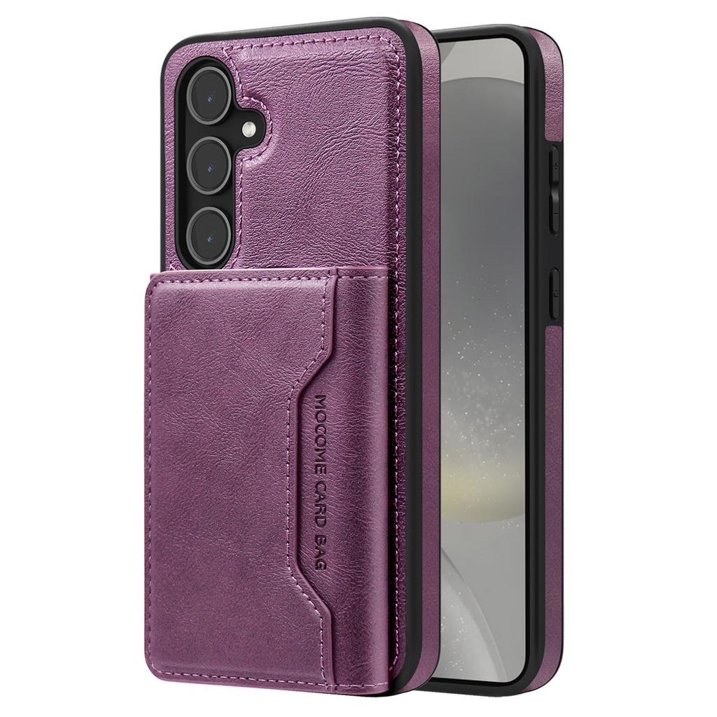 For Samsung Galaxy S25 Case Compatible with MagSafe Leather Back Phone Cover with Detachable Card Bag