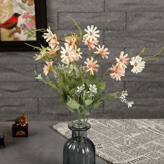 2 Pcs Simulated Flowers Bunch Artificial Daisies with Flexible Stem Weatherproof Fake Flowers for Vase Garden Home Decor Spring Summer Decoration