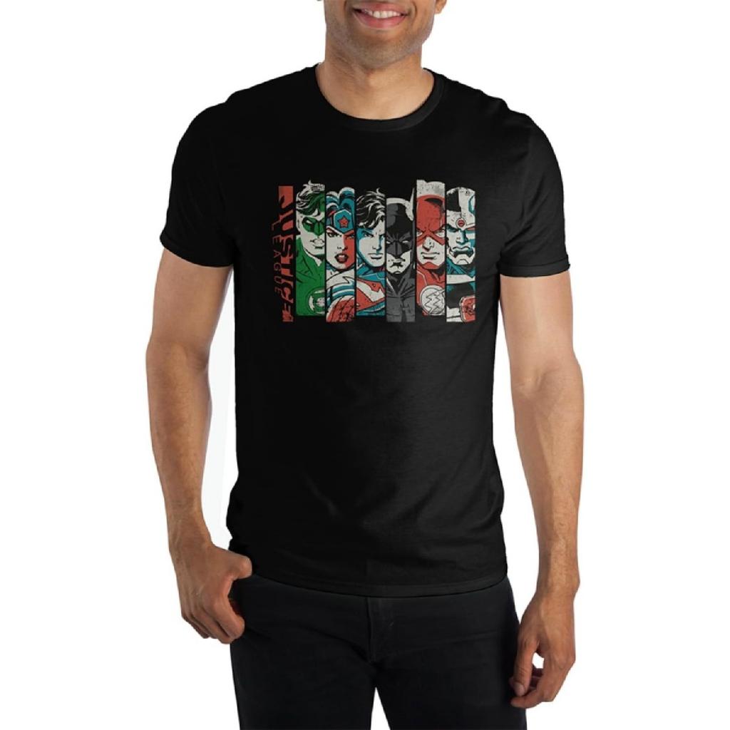 Bioworld DC Comics Justice League Characters Black T-Shirt