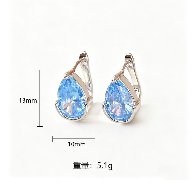 Zarte Wassertropfen Zirkon Ohrstecker für Damen - Minimalistische Mode Ohrstecker in Lila Blau Vergoldet Mit Steckern