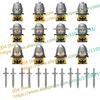 N501U-504U Medieval Castle Knight Building Blocks Figures Four Side UV Printing King Warhorse Weapons Accessories Toys Kid Gifts