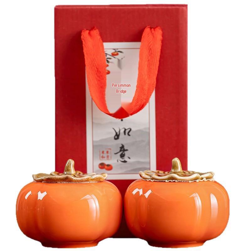 Guochao Creative Persimmon Tea Storage Jar - Sealed Candy & Souvenir Container