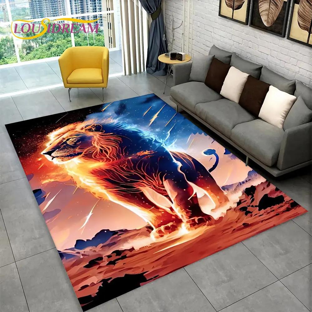 Novo tapete grande de área de animal de leão de sonho 3D, tapete de carpete para sala de estar, quarto, sofá, capacho de decoração, tapete de chão antiderrapante para brincadeira de criança