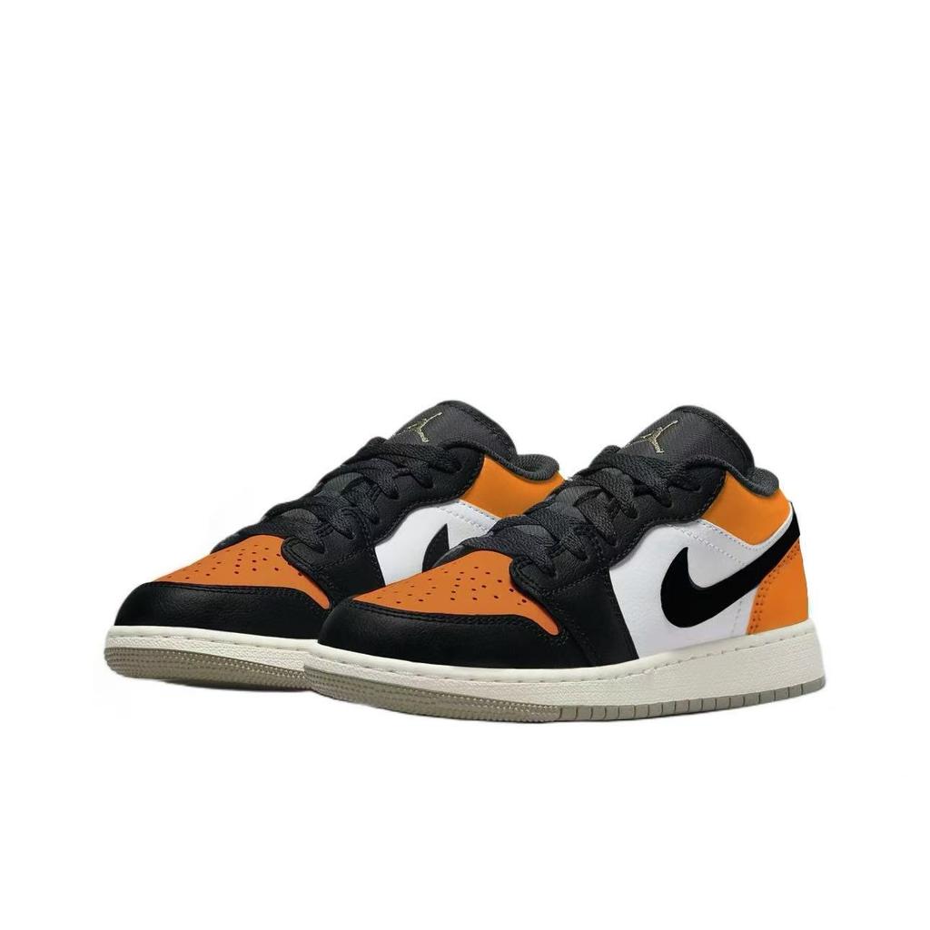 Jordan Air Jordan 1 Little Buckle Shattered Leather Abrasion Resistant Low top Vintage Basketball Shoes Unisex 553558-092(Team1119-)