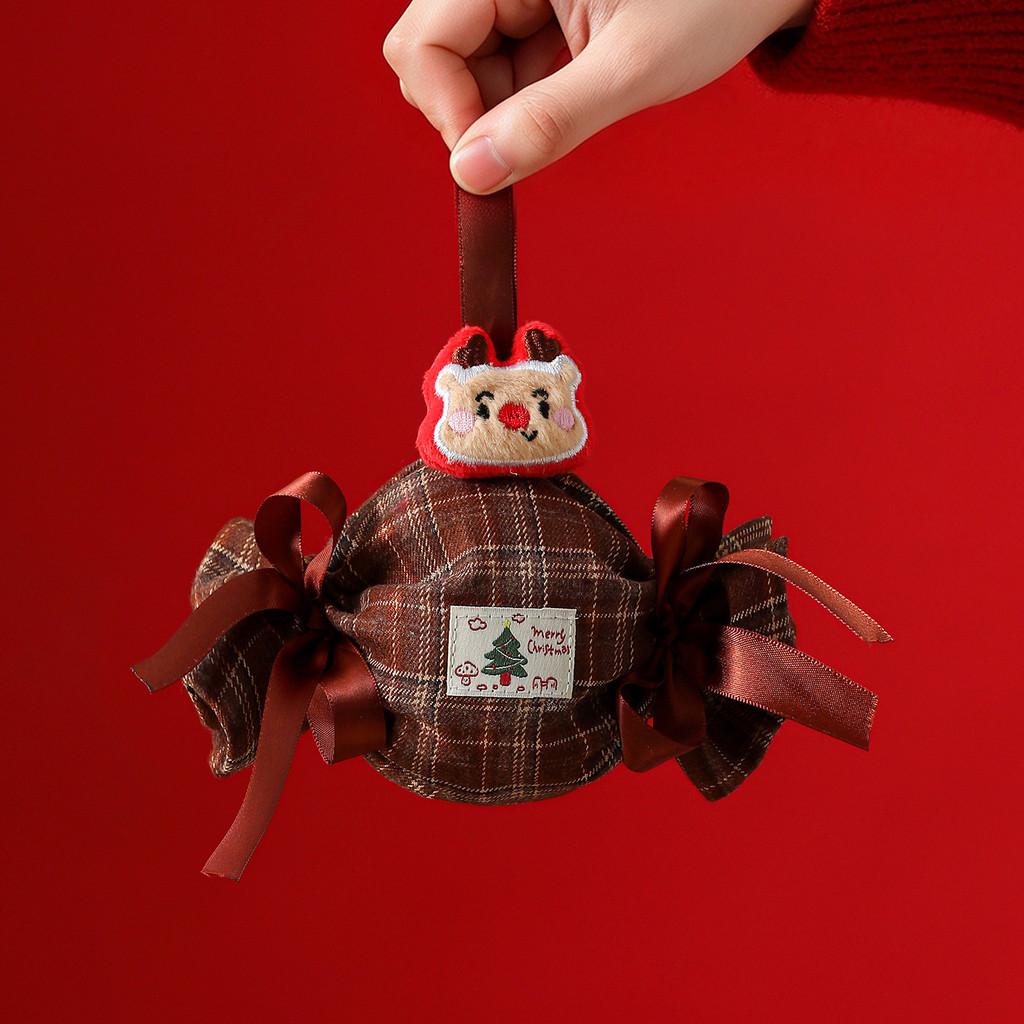 Christmas Candy Gift Bag With Grid Printing For Kids And Children