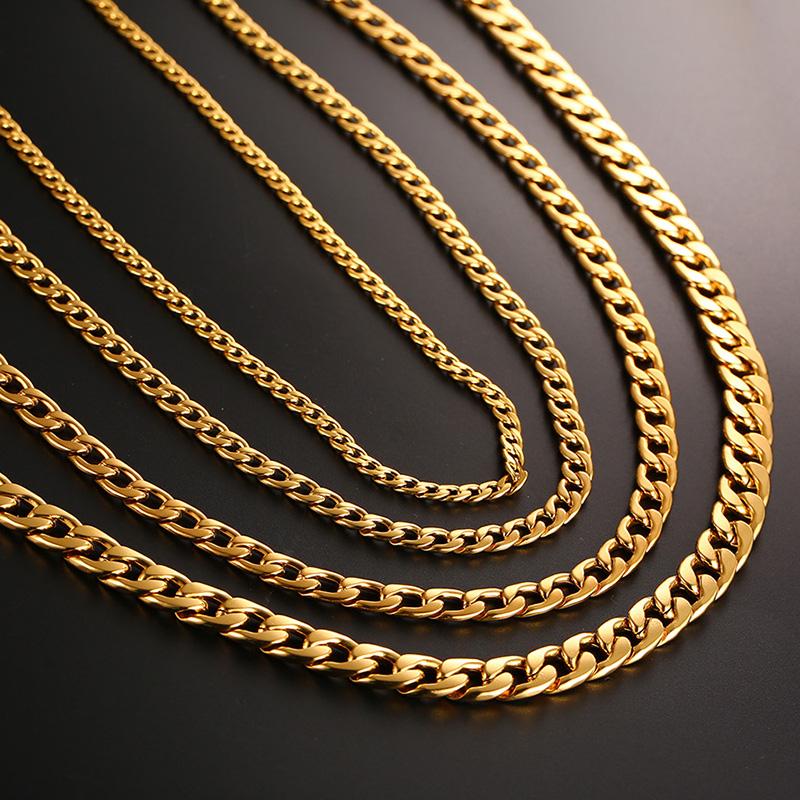 Vnox Pánský kubánský řetězový náhrdelník z nerezové oceli, černozlatá barva, pánský choker, šperky, dárky pro něj