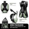 Odoland Snorkel Set, Full Face Diving Mask + Adjustable Fins + Storage Bag, 180-Degree Ultra-Wide Angle, GoPro Mountable, Anti-Fog, Easy to Put On and