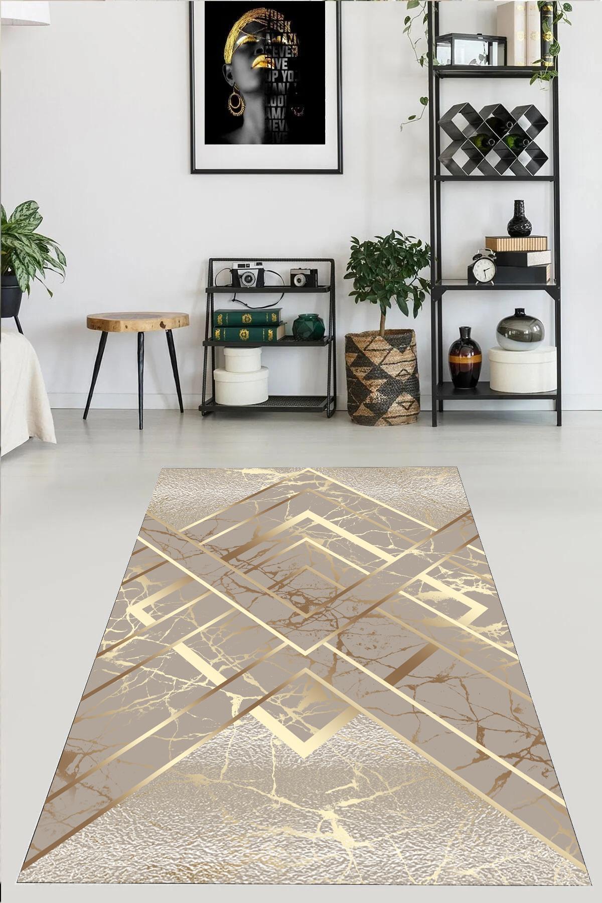 

YTRHOME Home Modern E1009-2 Нескользящая точечная основа с цифровой печатью нового поколения для гостиной, кухни, прихожей, ковра и напольного коврика 50 x 80 чёрный/серый
