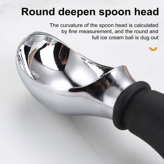 Ice Cream Spoon 304 Stainless Steel Non-Slip Ergonomic Handle Baking Desserts Spoon Reliable Dessert Serving Tool