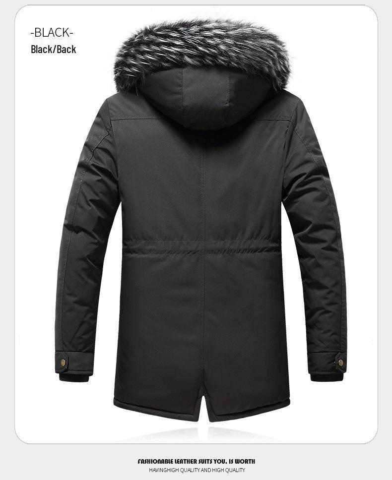 Herren Winter Slim Fit Kapuzenjacke - Mittellang, Dick und Modisch