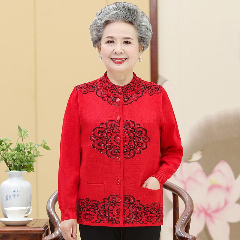 Manteau en tricot Pull pour femmes d'âge moyen et âgées Printemps et automne