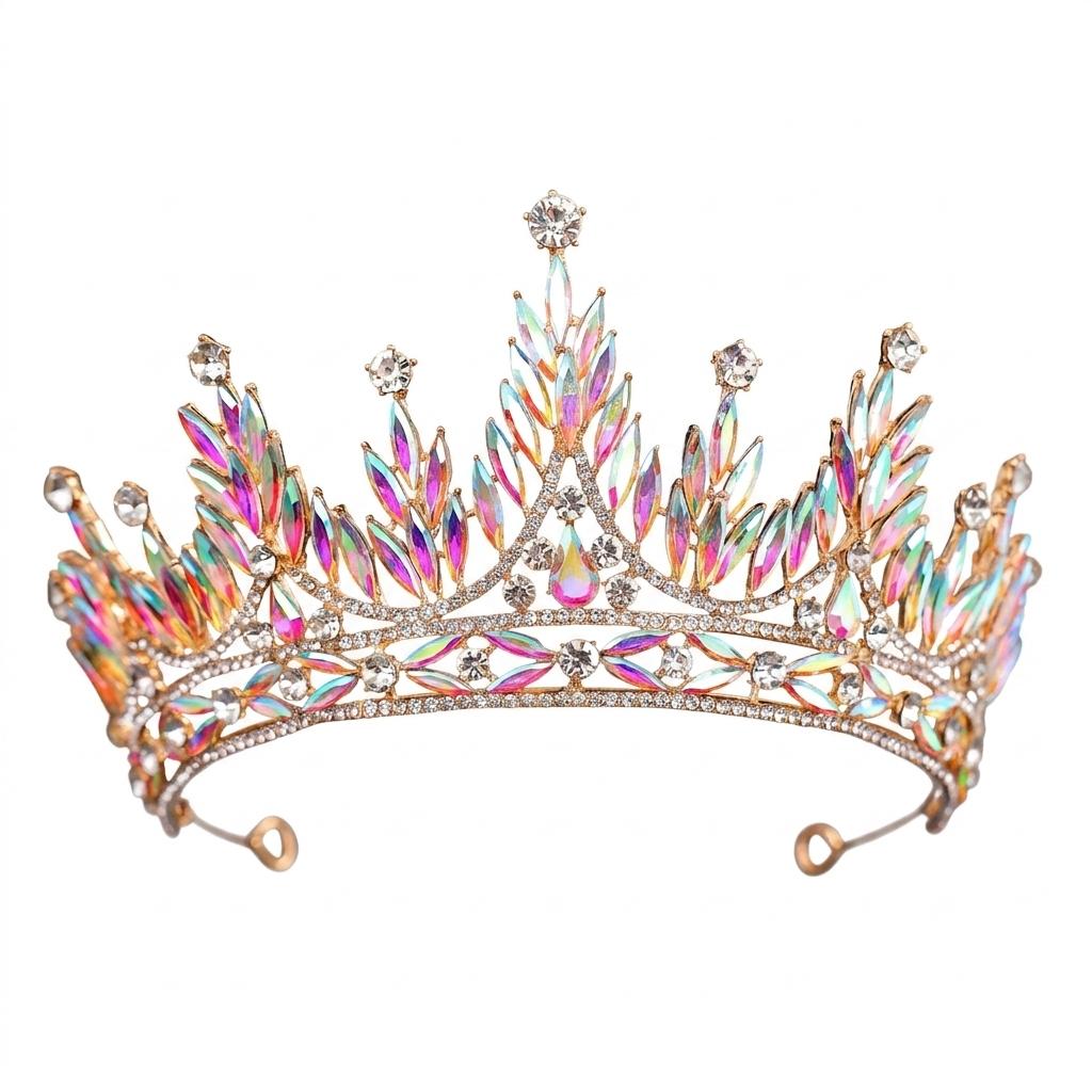 Elegant Bridal Crown Headpiece With Marquise Rhinestones For Wedding Dress