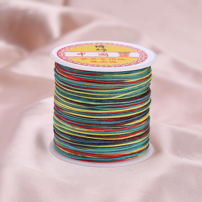 Colorful Gradient Handcrafted Bracelet Rope with Jade Hue - 100m Braided DIY Cord for Pendants