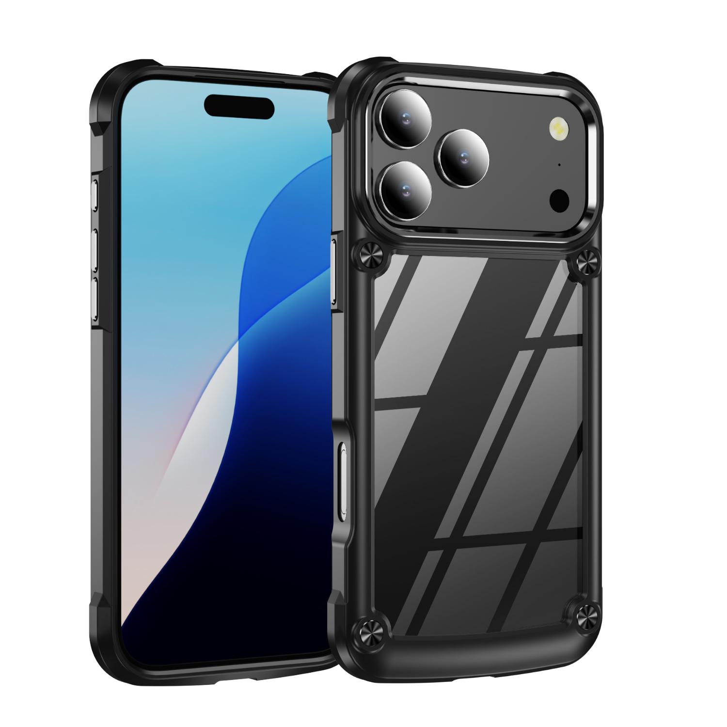 

Luxury Clear Shockproof Armor Case for iPhone 17 16 15 14 13 12 11 Pro Max 16 Plus 17 Air Transparent Hard PC Bumper Back Cover iPhone17 чёрный