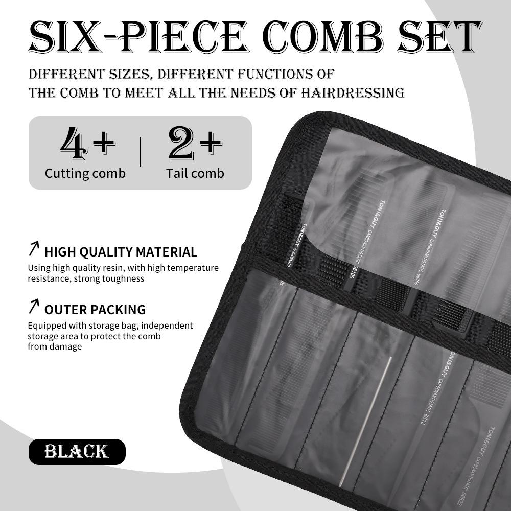 6-Piece Professional Hairdressing Comb Set for Barbers and Stylists - Men's and Women's Hair Cutting Combs