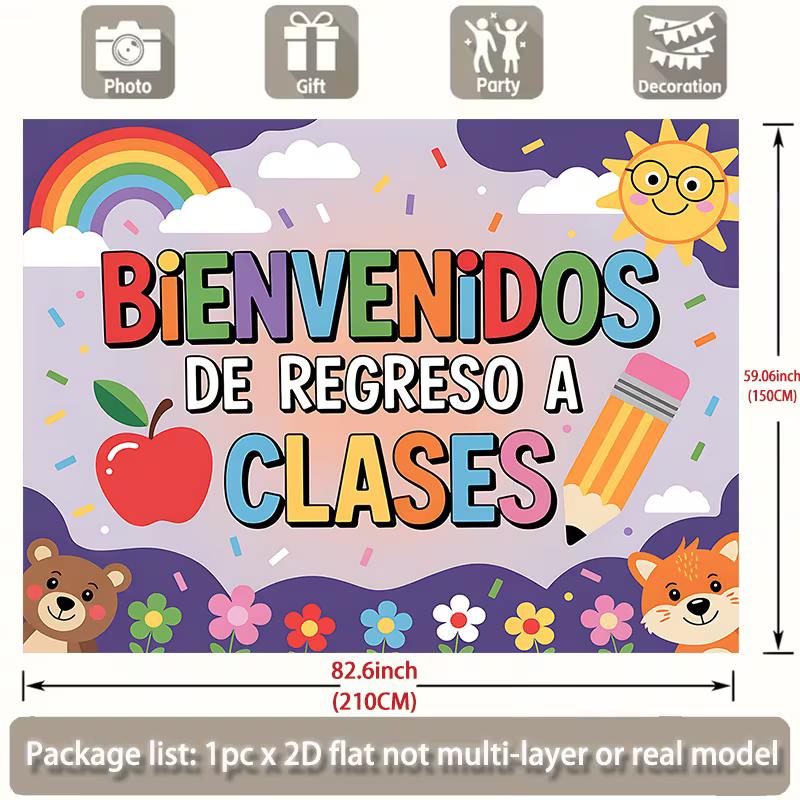 Bienvenidos De Regreso A Clases Backdrop, Spanish Welcome Back to School Banner