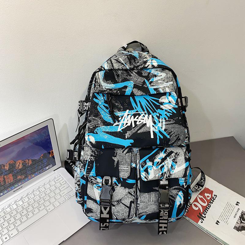 Spot Graffiti Streetwear Lightweight Backpack for Students & Casual Use