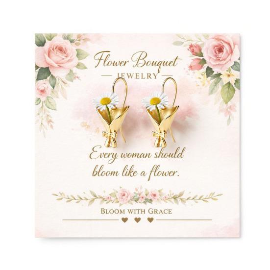 

Flower Bouquet Necklace Pendant Metal Floral Gift Box Design with Bow Decoration Lightweight Necklace for Women Romantic Jewelry Gift