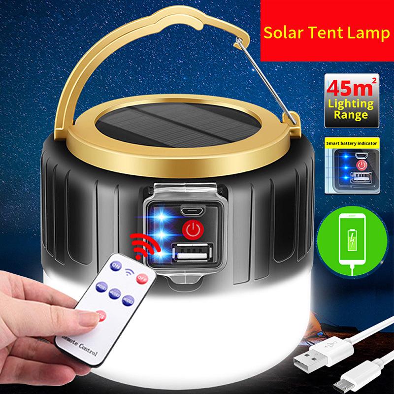Waterproof USB Rechargeable LED Solar Tent and Camping Light for Outdoor, Emergency, and Night Market Use