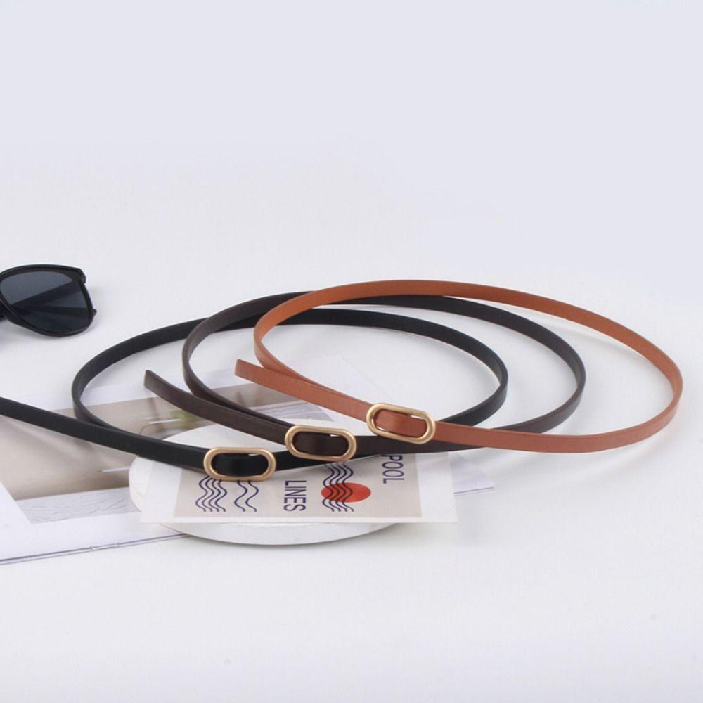 Luxury Design Leather Belt Elliptical Thin Waist Strap Women Trouser Dress Belts