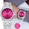 Mattierte Oberfläche Quarz Uhr Herren Luxus Hip Hop Silber Rot Rosa Rosé Uhren Herren Uhr Uhrwerk Männlich Reloj Hombre Masculino